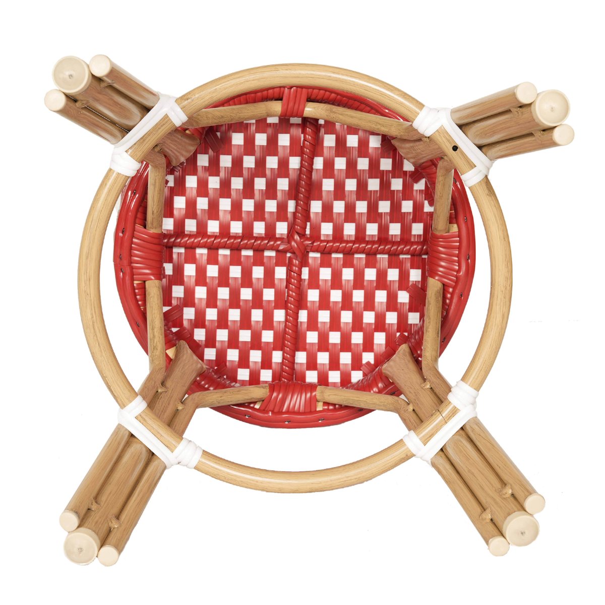 Tabouret bas en rotin synthétique, BELLEVILLE rouge, OVIALA