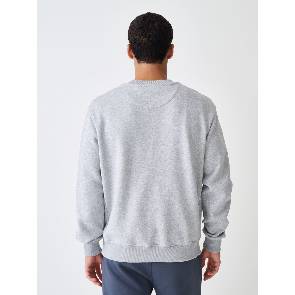Sweat ras du cou épais en coton majoritaire gris, NEXT