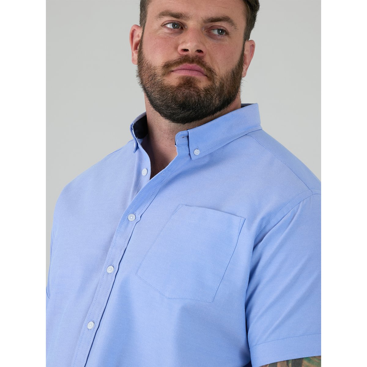 Chemise manches courtes grande taille JAMES bleu ciel, DUKE