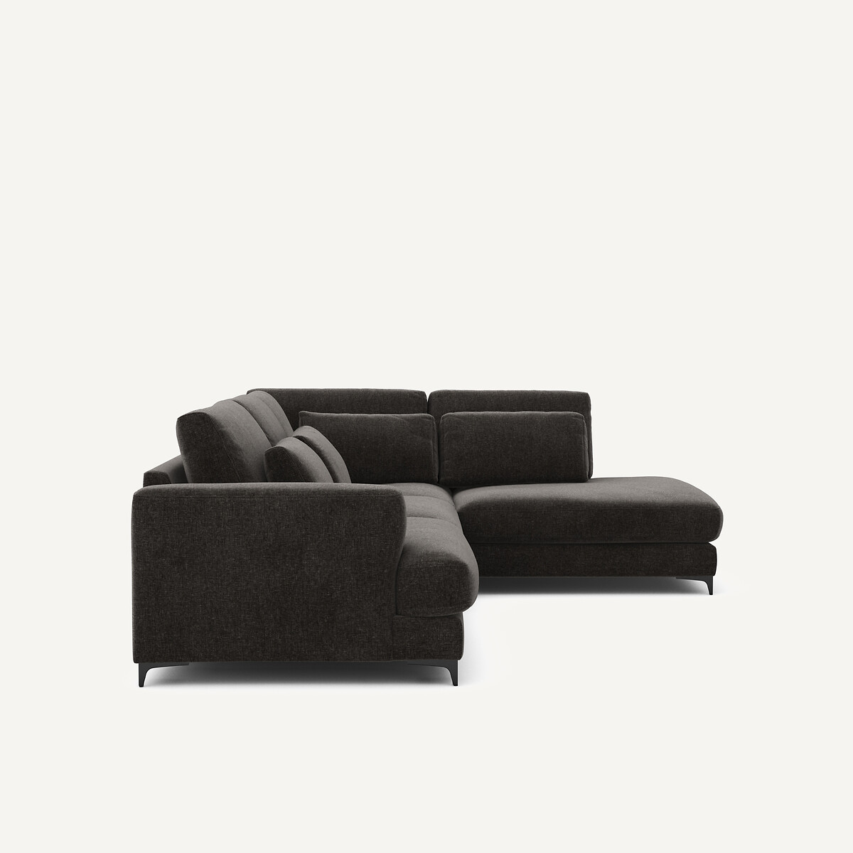 Canapé angle droit convertible, en velours chenille, Marsile basalte, AM.PM