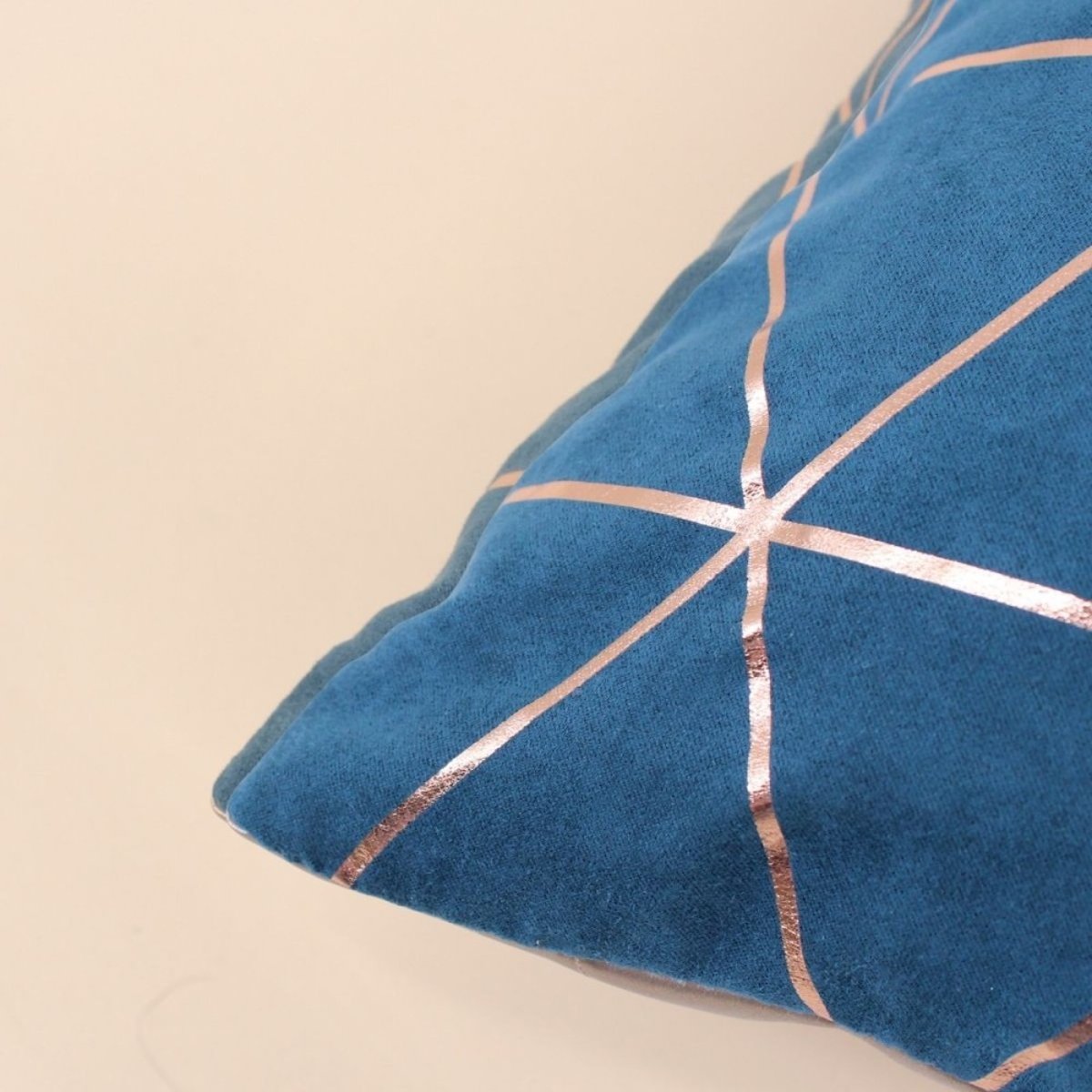 Coussin motifs géométriques 40x40cm bleu, ORNAMI
