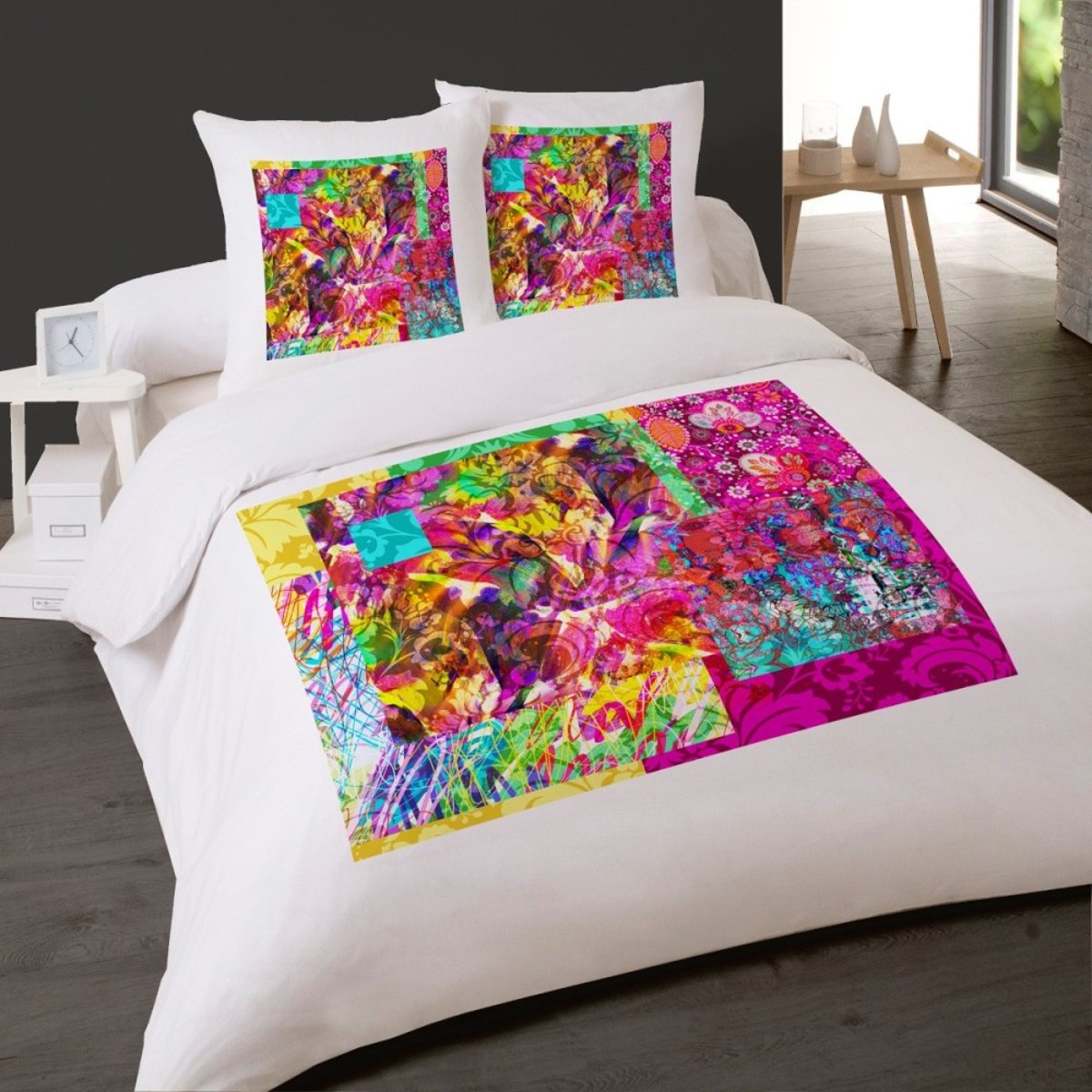 Housse de couette 240x220 ETINCELLE + 2 taies 100% coton multicolore, DECORATIE
