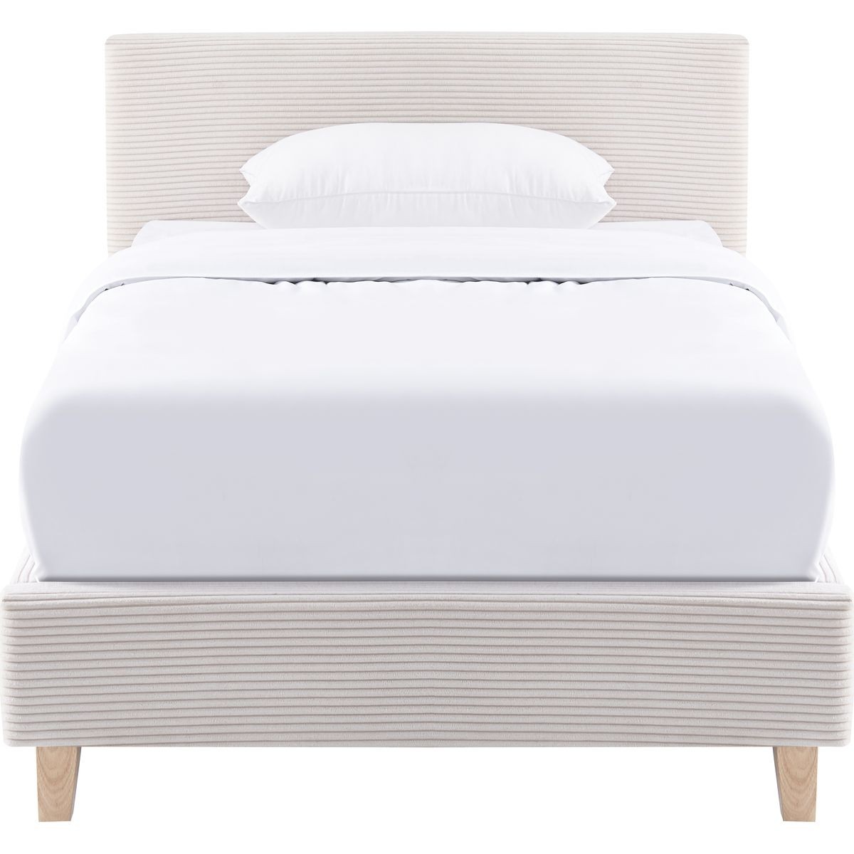 Lit avec tête de lit en tissu - MILO beige, HOMIFAB