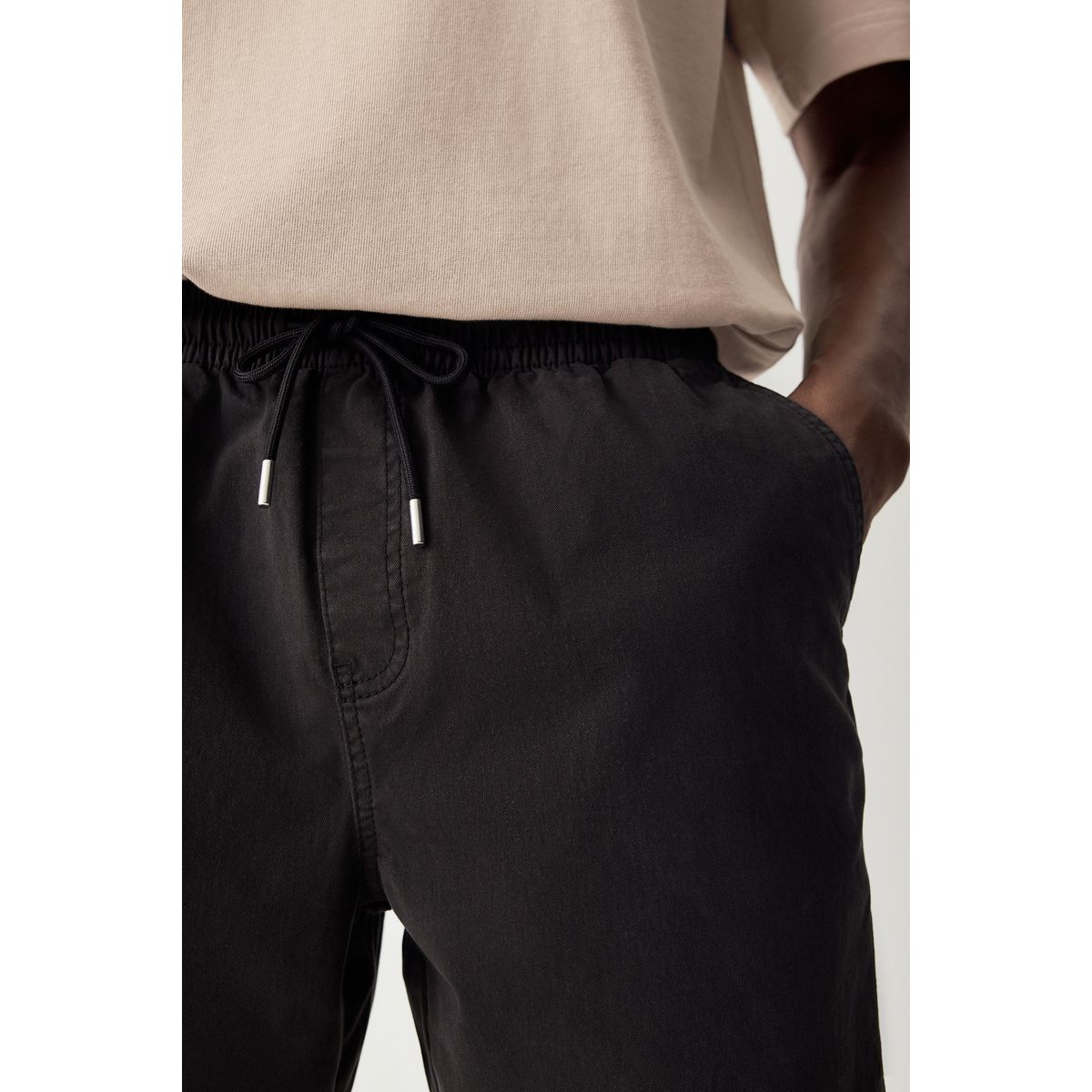 Short en coton stretch avec taille élastique noir, NEXT