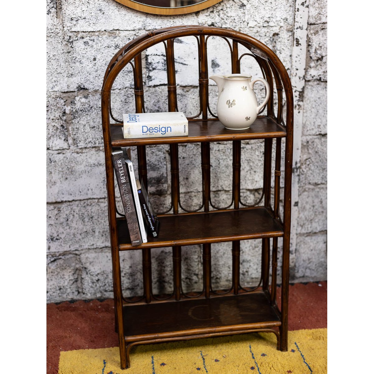 Belle étagère en rotin Gaëlle N°1622 - Bon état bois foncé, DEBONGOUT