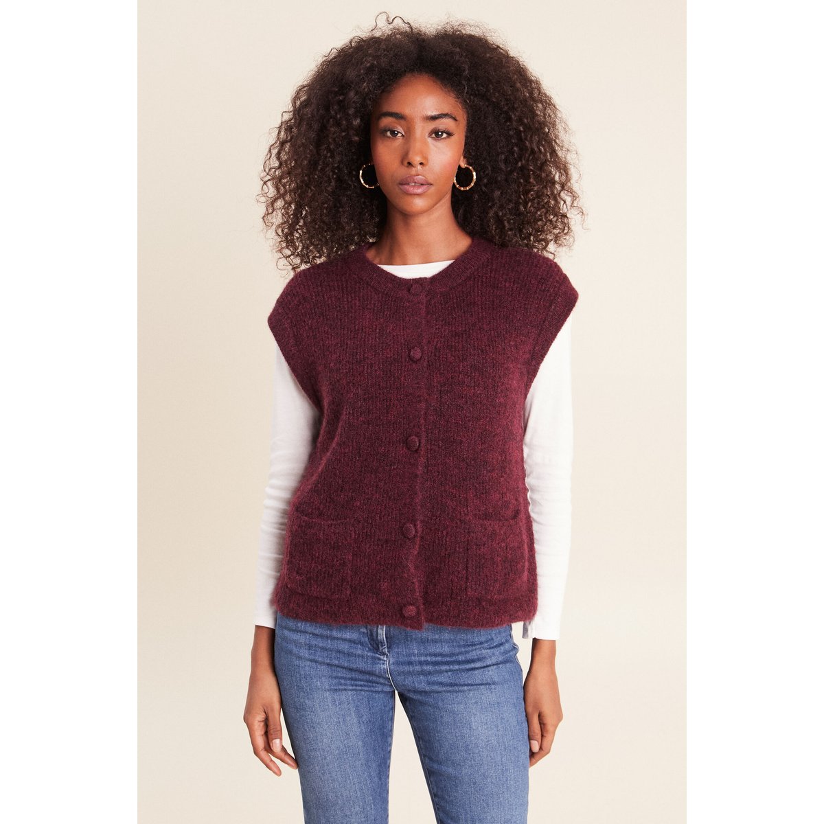 Gilet col rond bordeaux, BREAL