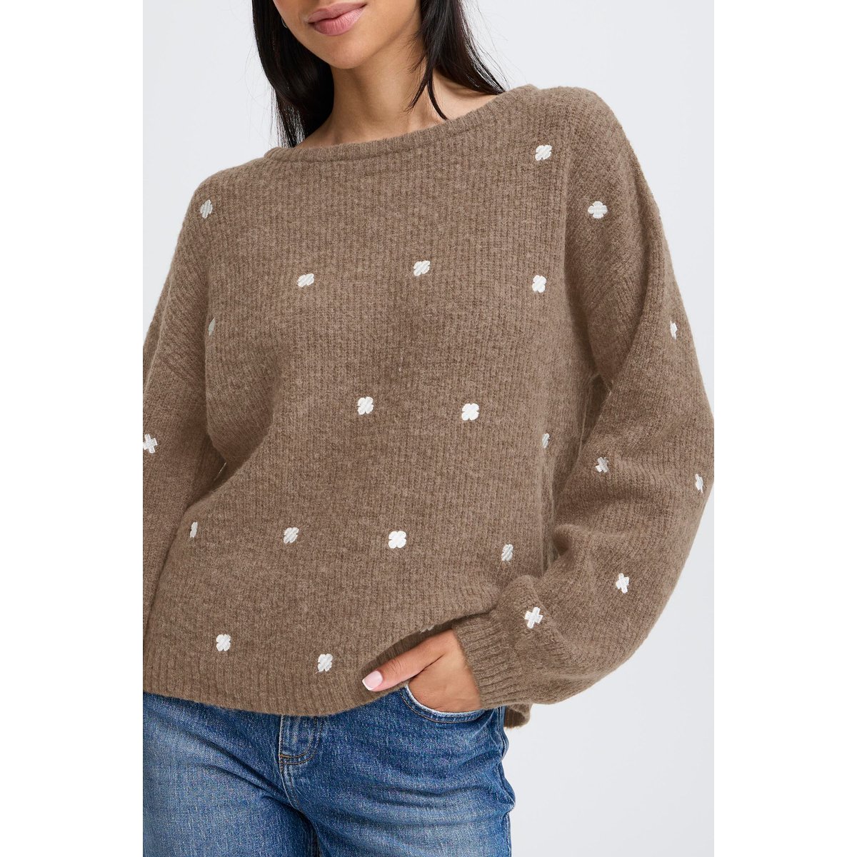 Knitted pullover beige walnut mix, B.YOUNG