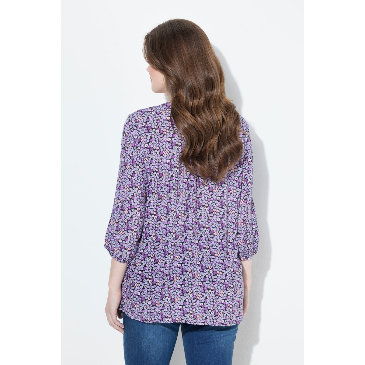 Blouse smockée, motif à fleurs lavande, ULLA POPKEN