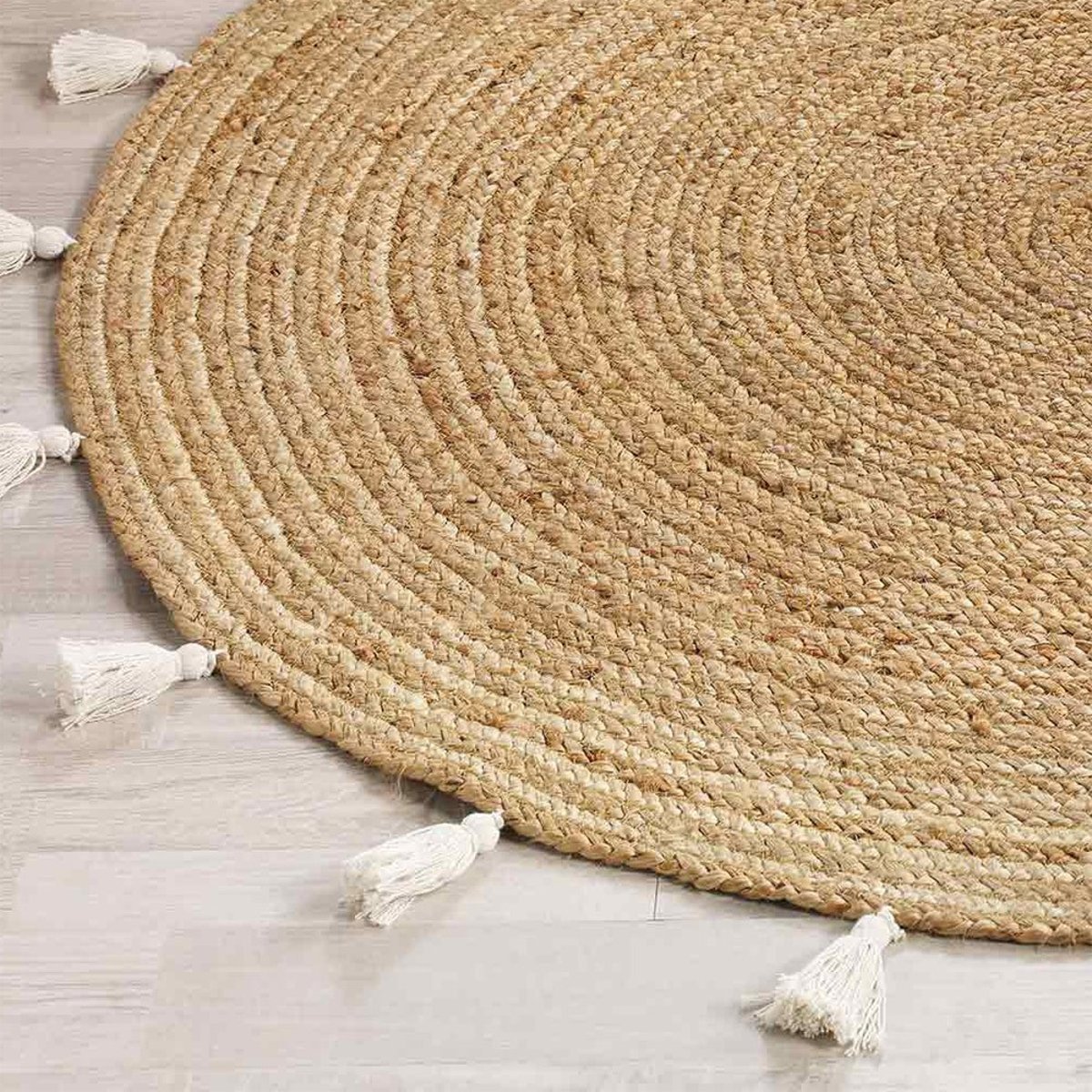 Tapis rond 120 jute Shira blanc blanc, DECORATIE