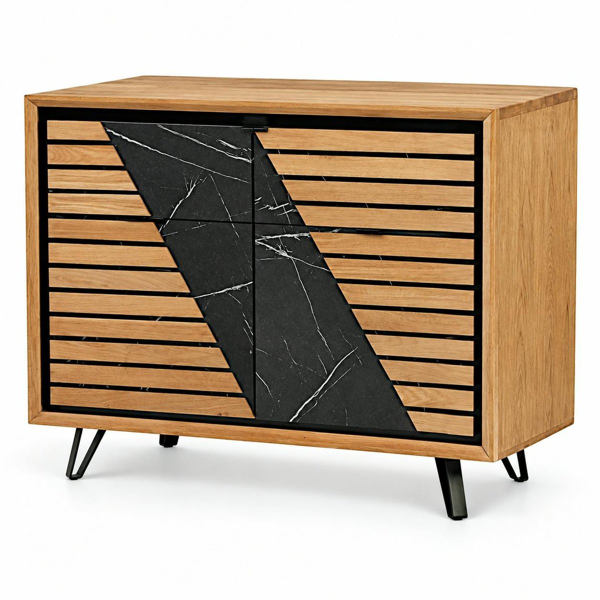 Petit buffet design en bois de chêne finition miel ESSEN chêne miel, PIER IMPORT