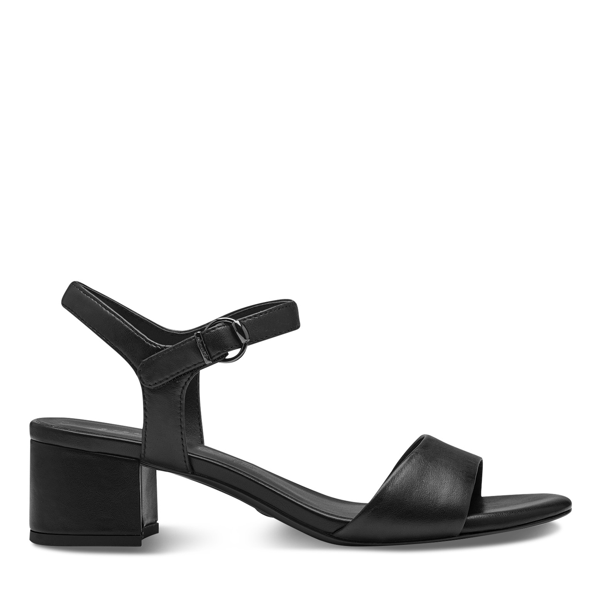 Sandale à talon en cuir noir, TAMARIS