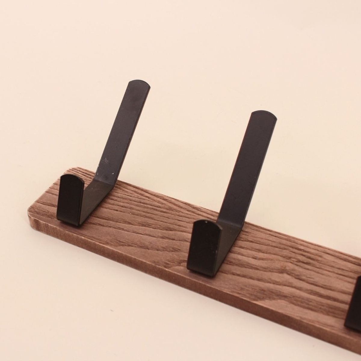 Patère en bois et métal 30cm noir, ORNAMI