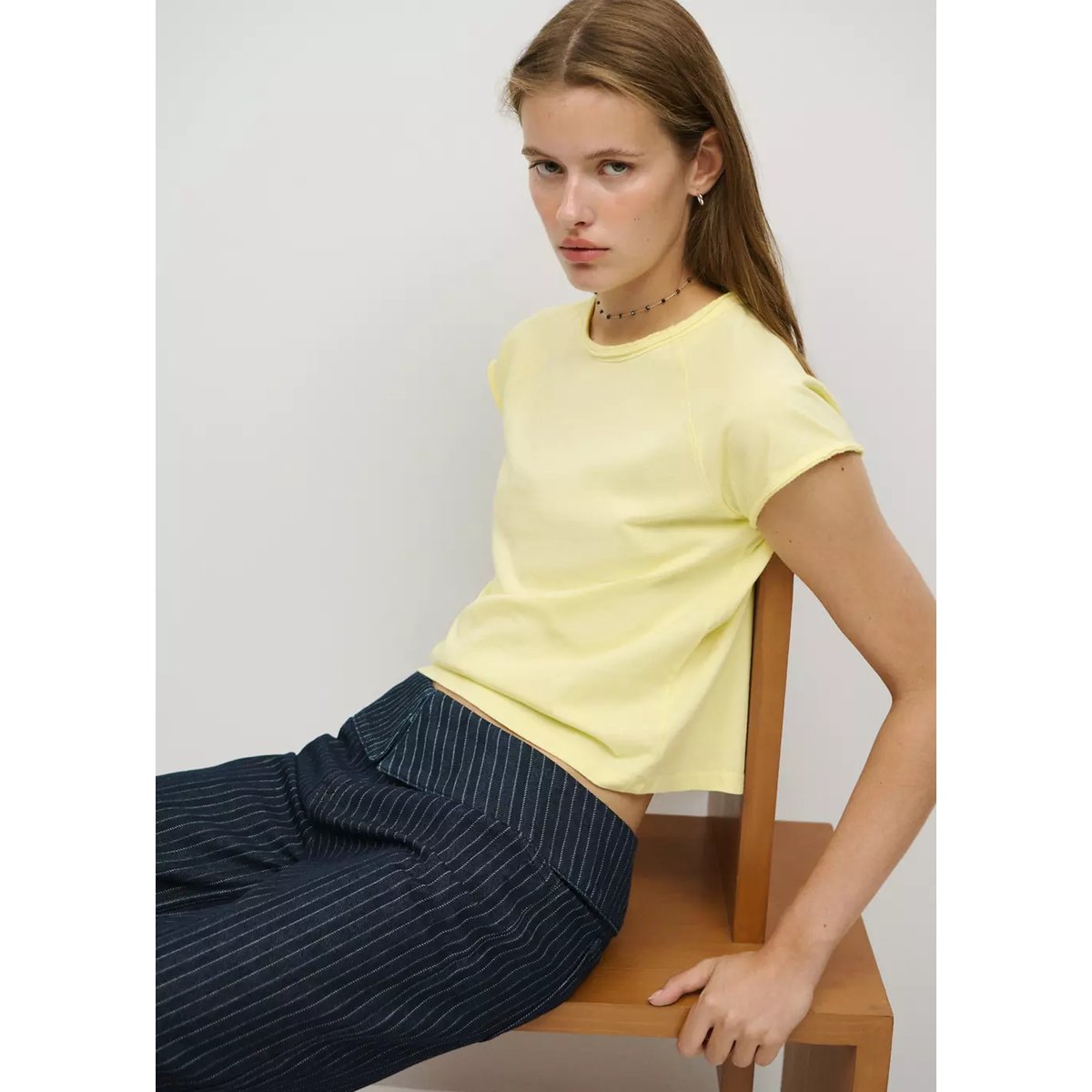 T-shirt raglan manches courtes jaune, MANGO TEEN