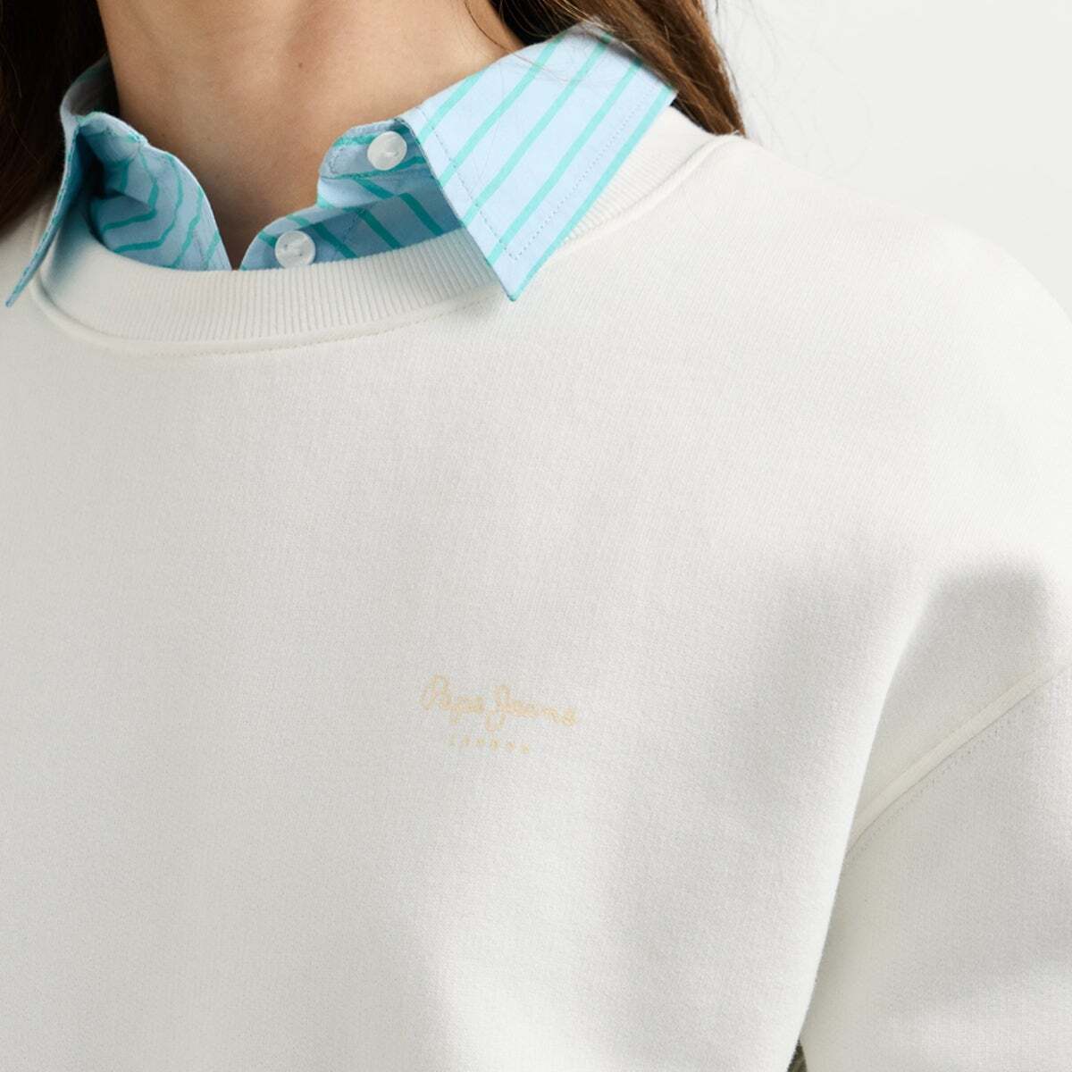 Sweat-Shirt À Col Rond Avec Logo blanche mousse, PEPE JEANS