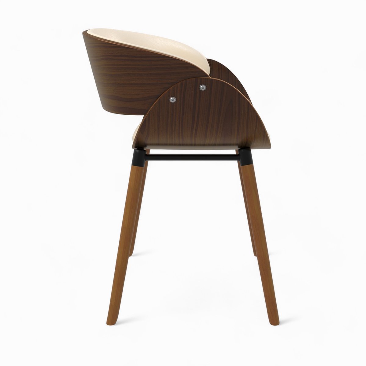 Chaise en cuir synthétique plaqué noyer - POLO beige, MAISON PAVANE