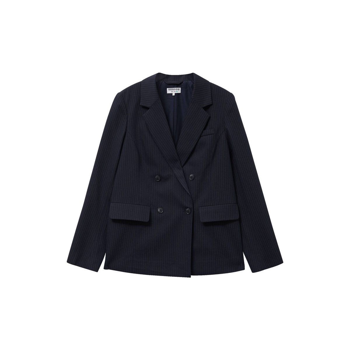 Blazer manches longues col tailleur bleu marine, BONOBO