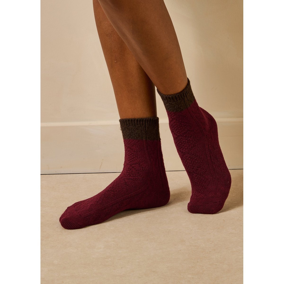 Coffret deux paires de chaussettes bordeaux / noir, LA FEE MARABOUTEE