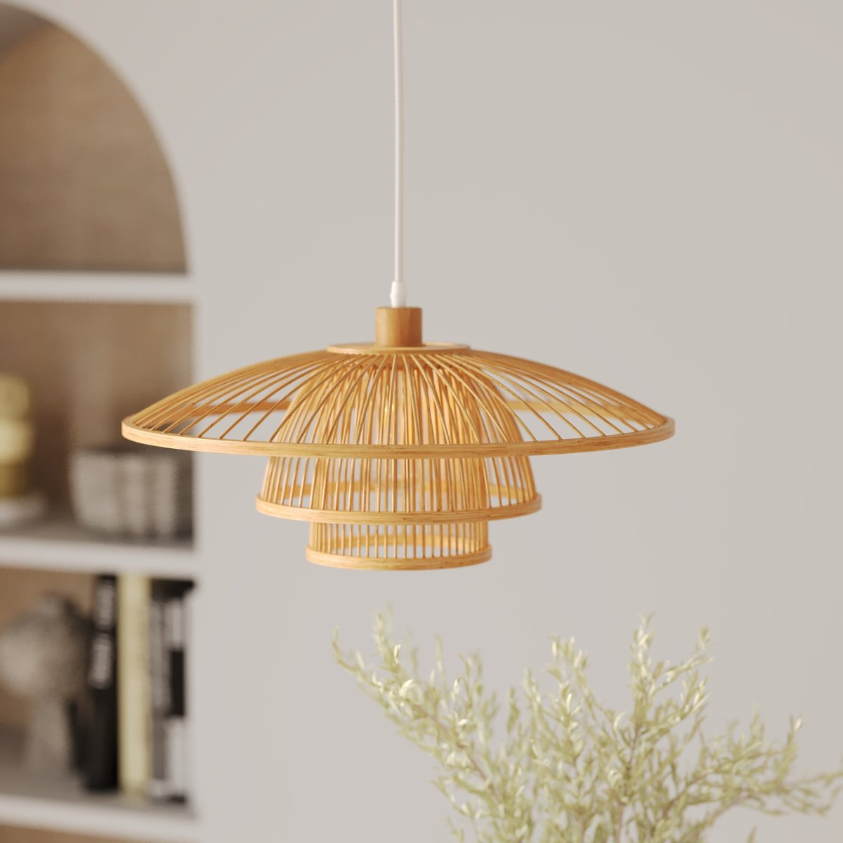 Suspension en bambou et métal D50 cm - MIRABEL naturel, MAISON PAVANE