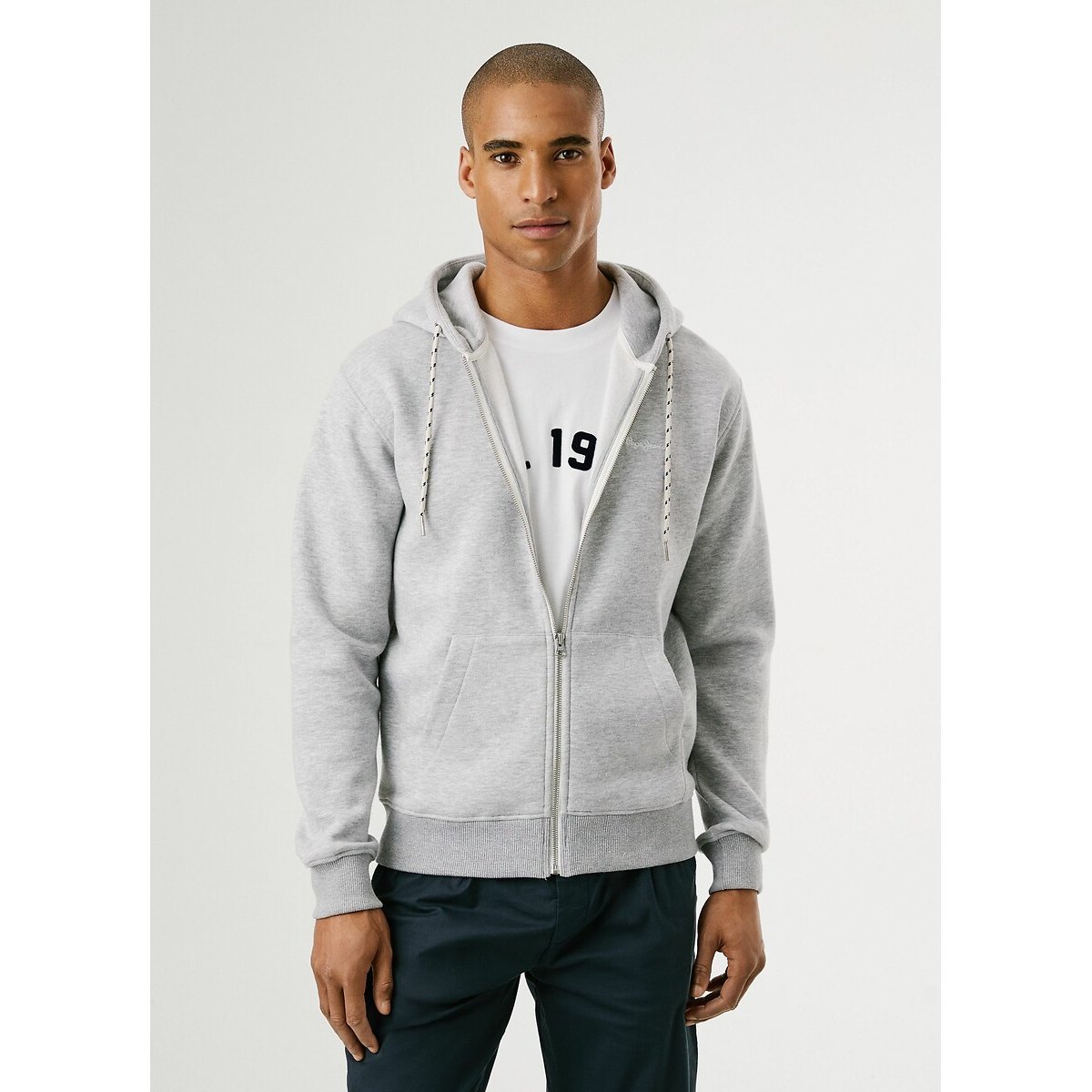 Sweat zippé à capuche Macbeth gris, PEPE JEANS