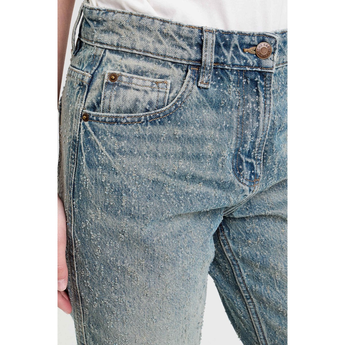 Jean droit taille standard denim dirty, CACHE CACHE