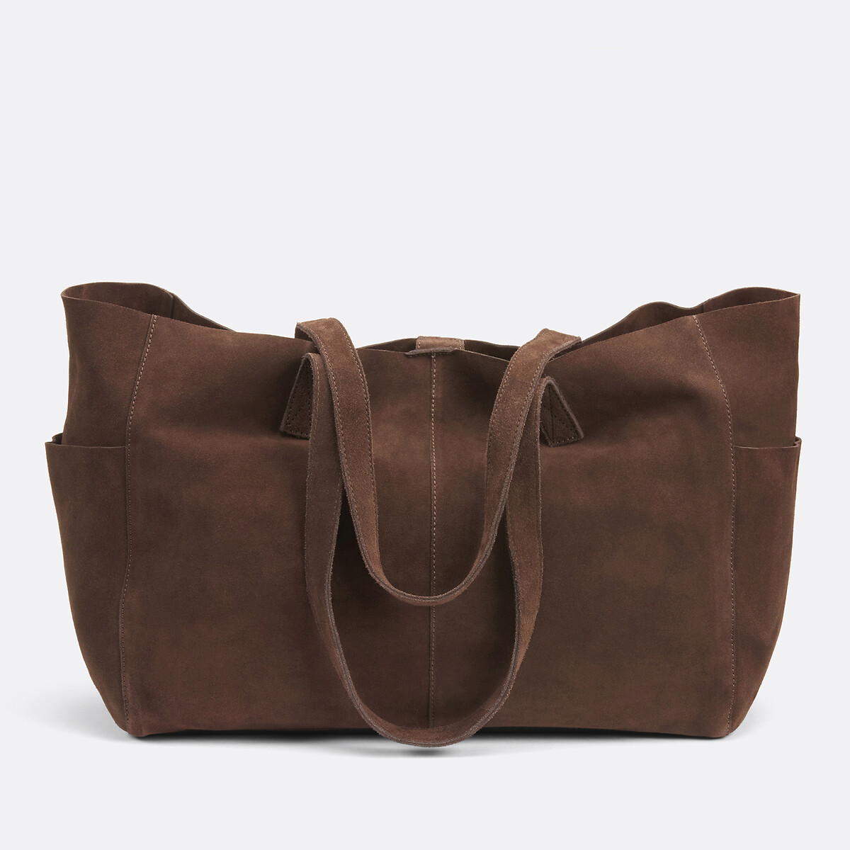 Sac cabas en cuir suédé chocolat, LA REDOUTE COLLECTIONS