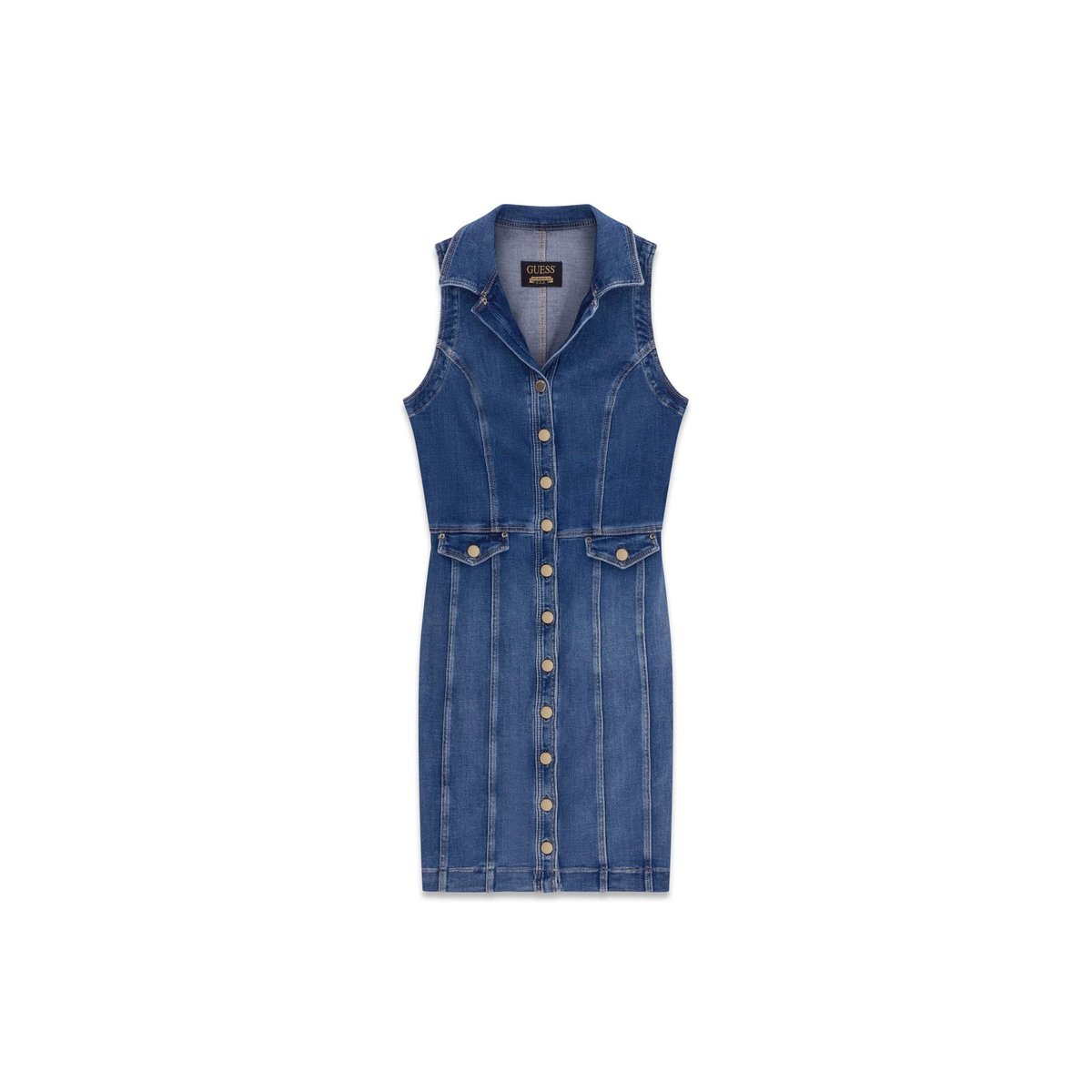 Denim Midi Dress bleu, GUESS