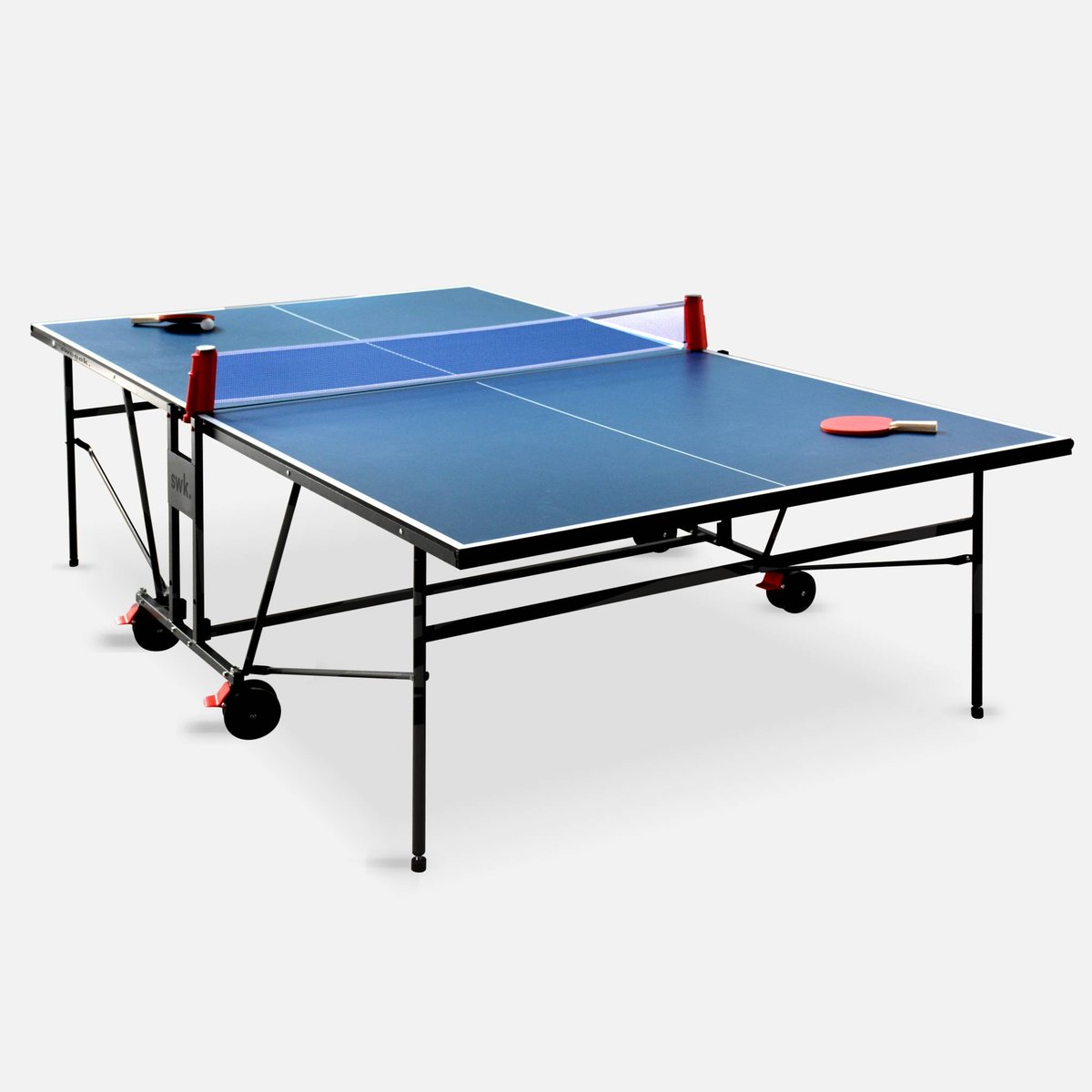 Table de ping pong intérieure pliante avec 4 raquettes et 6 balles TABLE DE PING PONG INTÉRIEURE PLIANTE + RAQUETTES bleu, SWEEEK