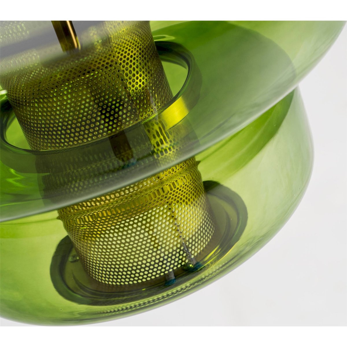 Lustre art déco en cristal finition striée vert cristal strié doré, RECOLLECTION