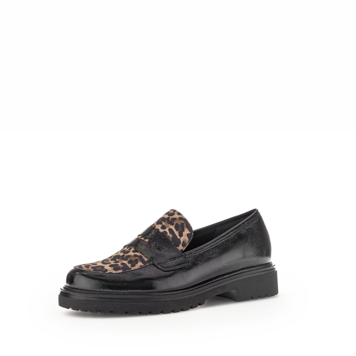Mocassins en vernis à talon décroché savanne, GABOR