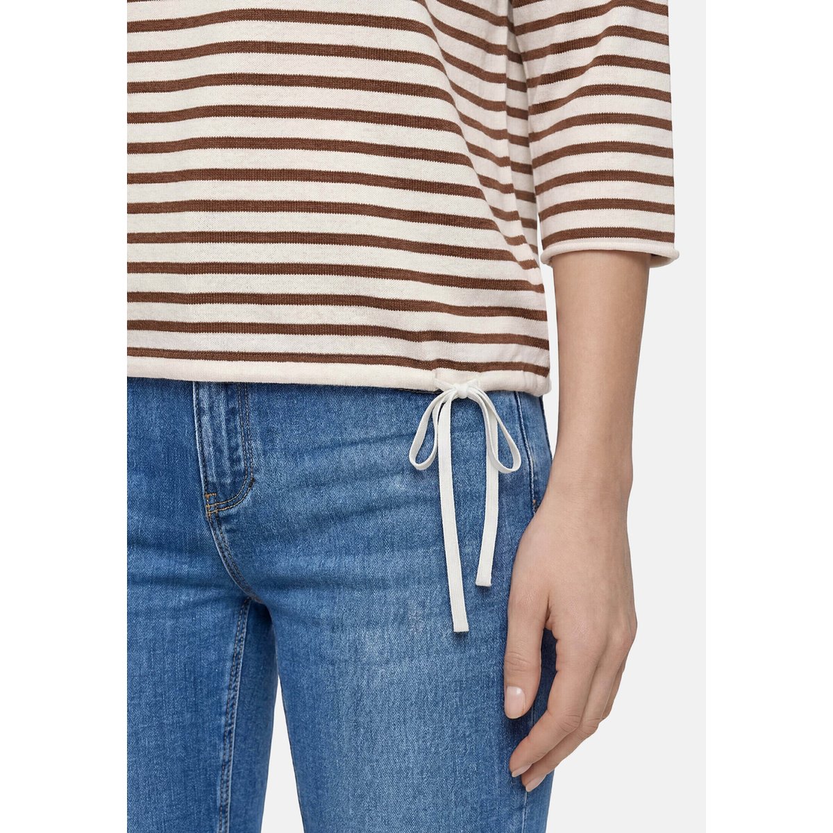 Pull-over en maille à encolure bateau patch cream/brown, BETTY BARCLAY