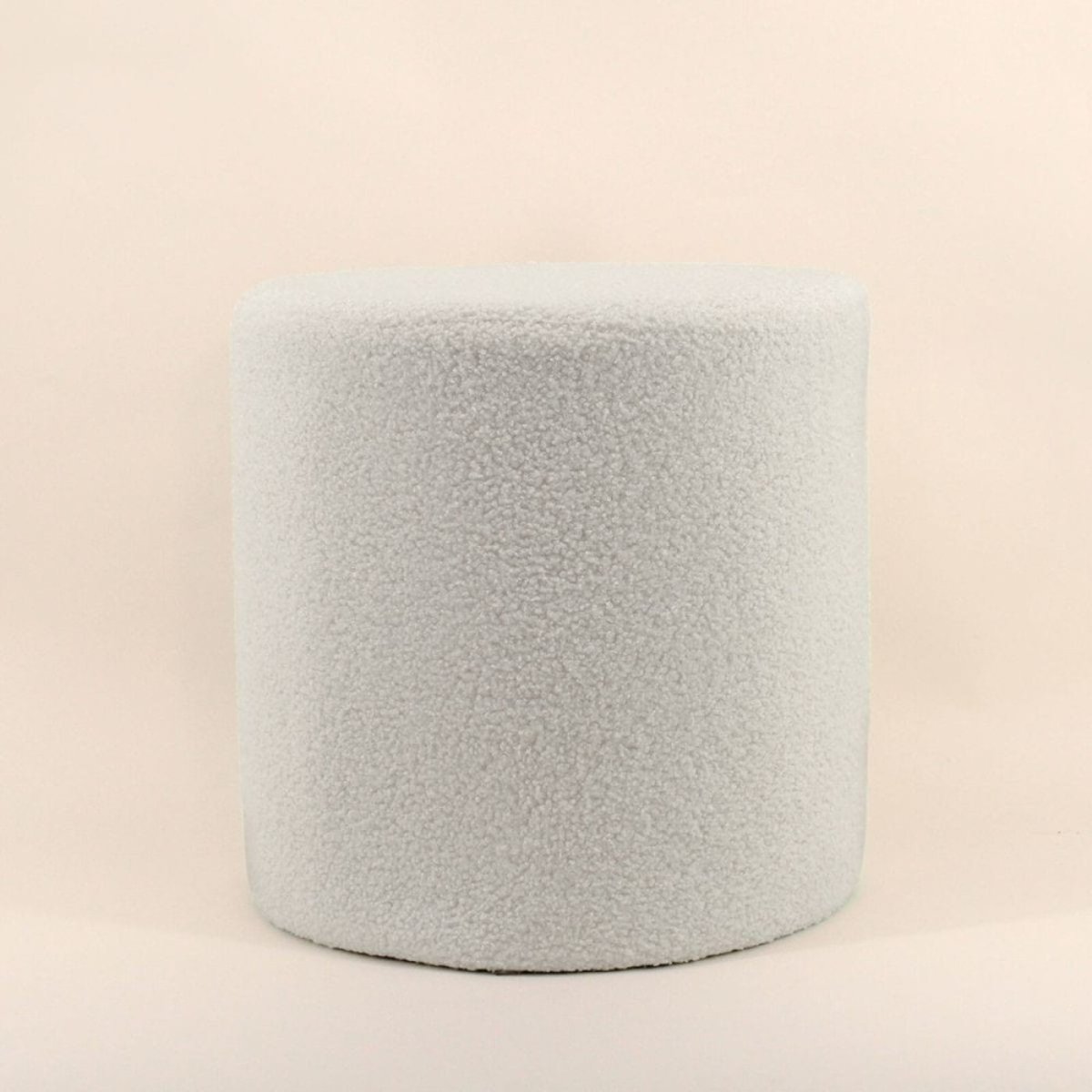 Pouf rond en tissu bouclette 33cm blanc, ORNAMI