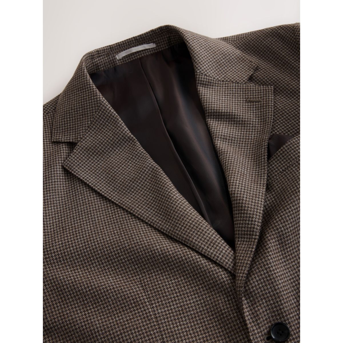 Veste de costume pied-de-poule en laine marron, NEXT