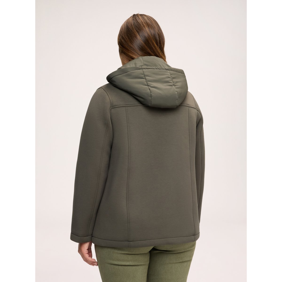 Veste croisée avec plastron amovible verde militare, FIORELLA RUBINO