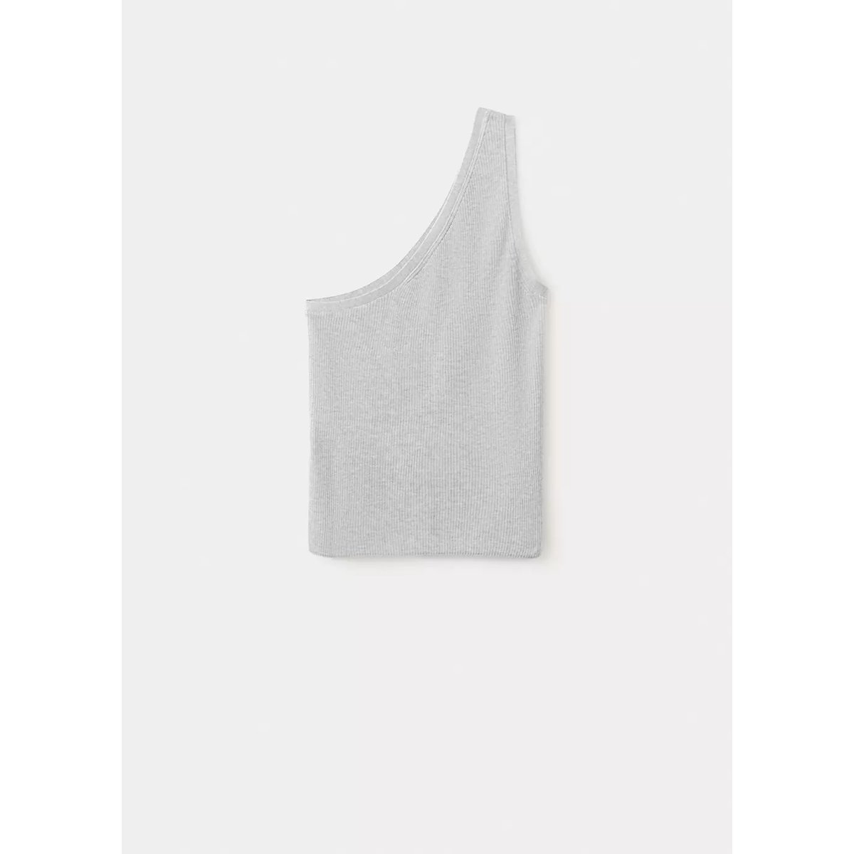Top côtelé asymétrique gris chiné clair, MANGO
