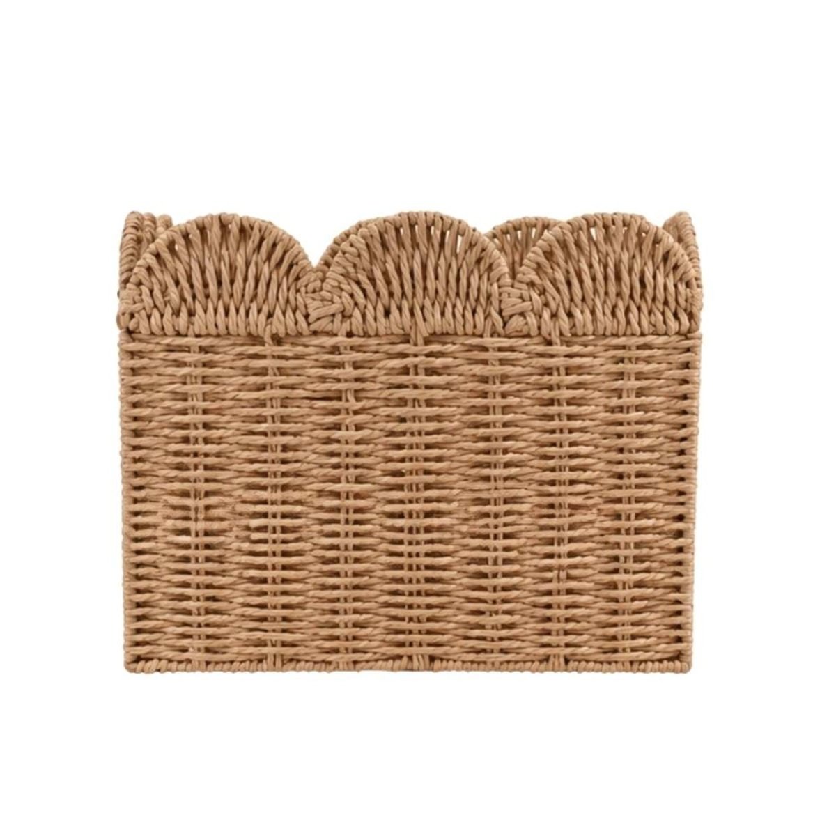 Panier carré en corde de papier festonné 30cm naturel, ORNAMI