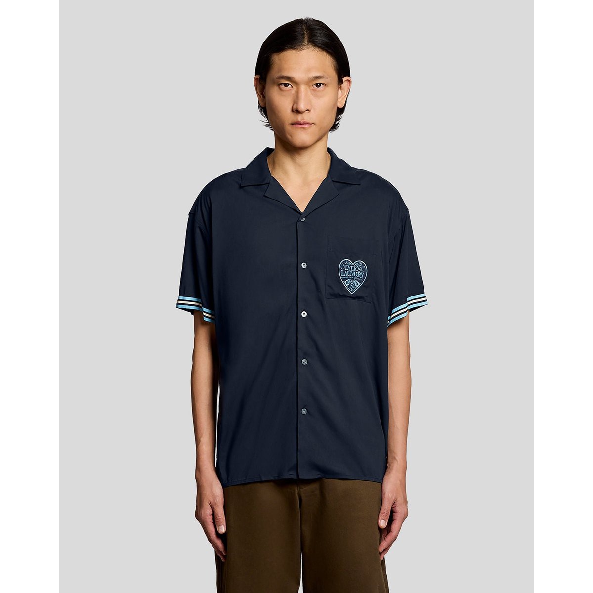 chemise à manches courtes avec logo bleu foncé marine/ craie bleu, LYLE & SCOTT