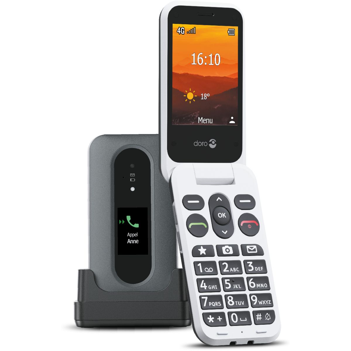 Téléphone portable Leva L30 Graphite/Blanc couleur unique, DORO