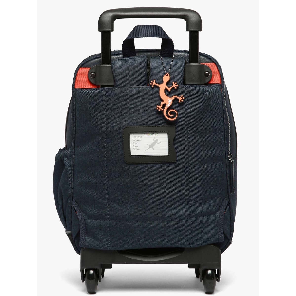 Sac a dos à roulettes 2 compartiments navy orange stitchin, CAMELEON