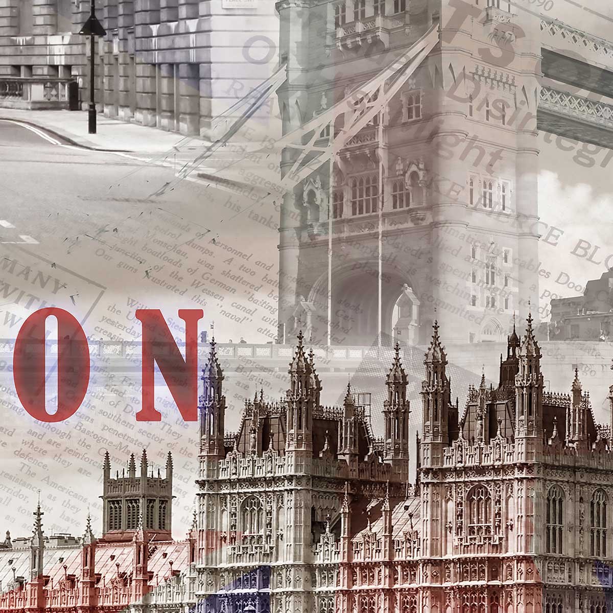 Affiche encadrée Londres iconique affiche + cadre en métal - noir, HEXOA