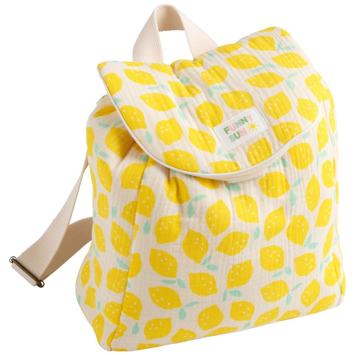 Sac à dos maternelle ecru, jaune, bleu, SAUTHON