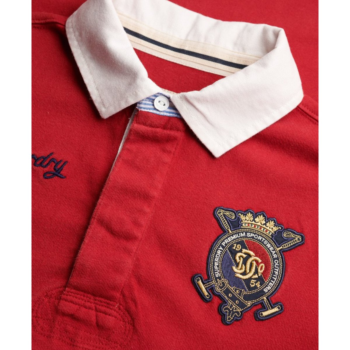 Haut de rugby à double emblème rouge prep, SUPERDRY
