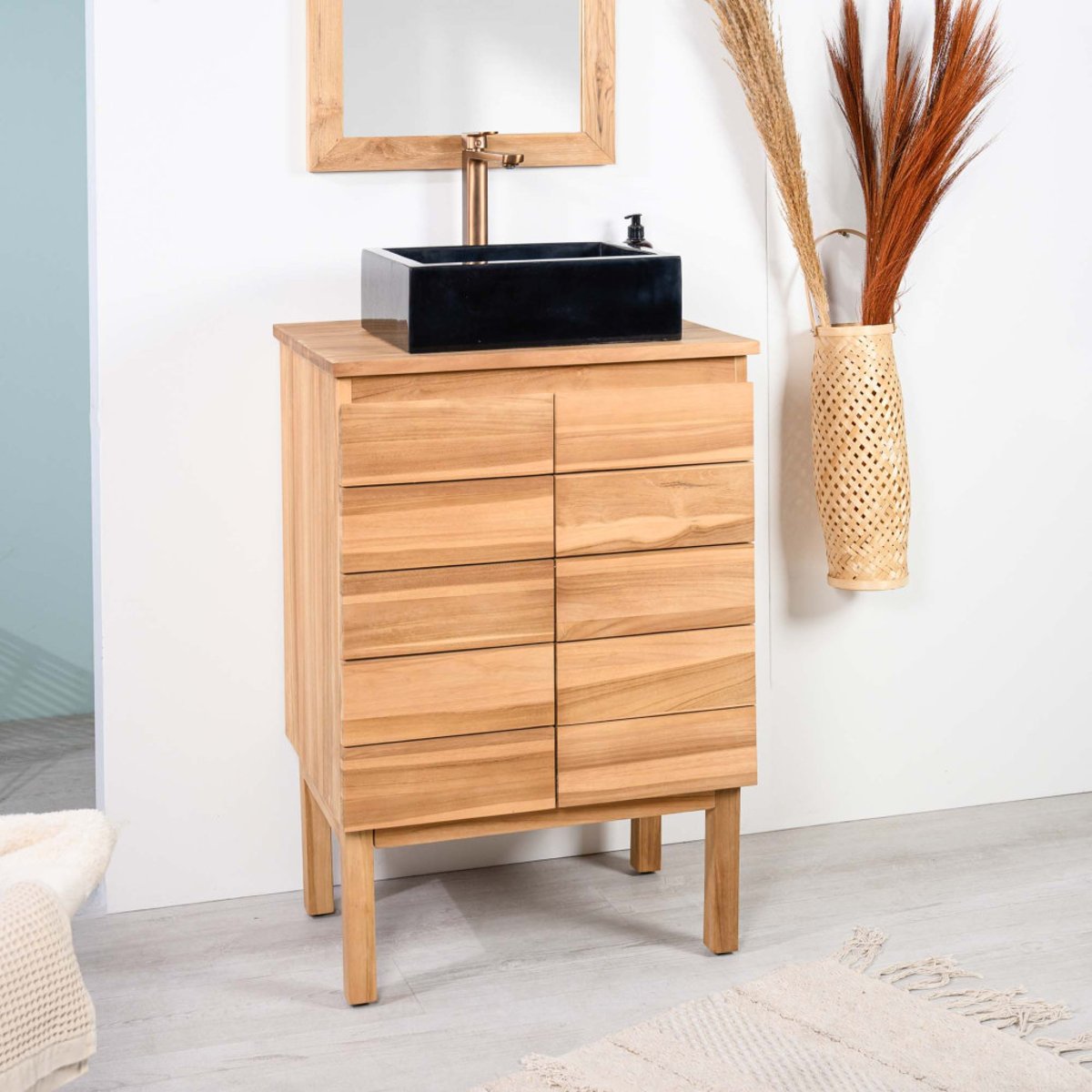 Meuble sous vasque en teck Ananta 60cm naturel, WANDA COLLECTION