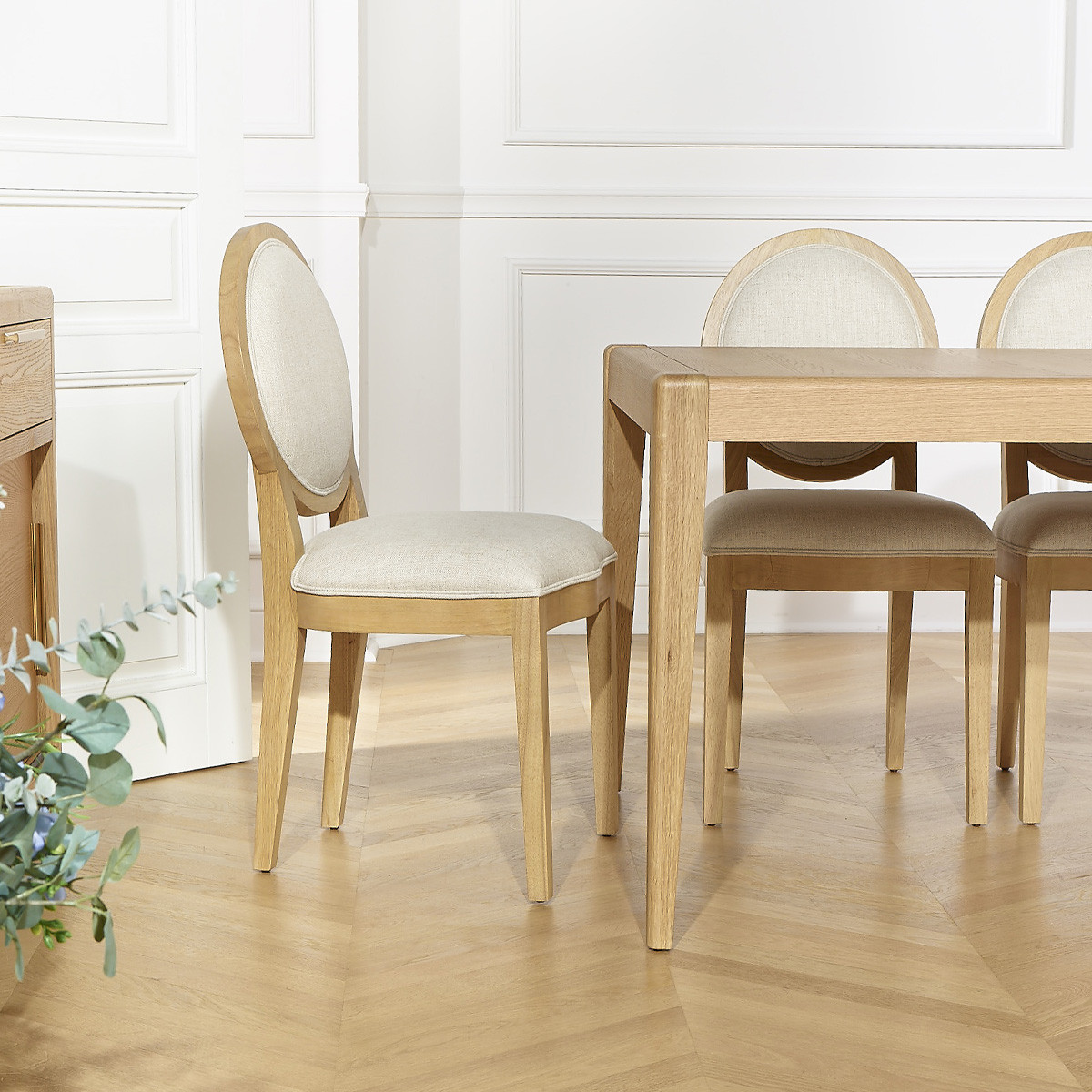 Table à manger aux angles arrondis 12 couverts en chêne, 280 x 100 cm TENNESSEE beige, ROBIN DES BOIS