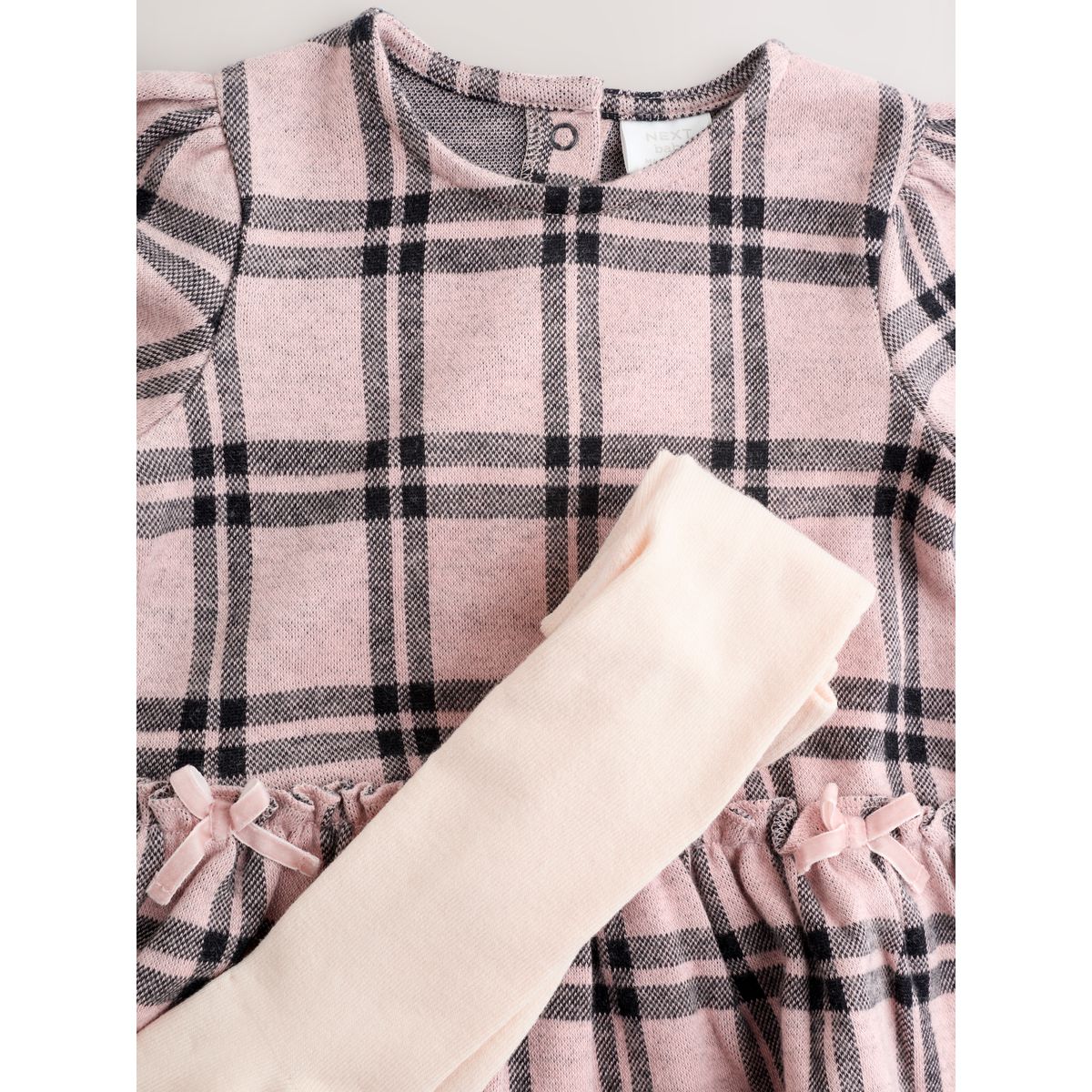 Robe manches longues et collants bébé rose à carreaux, NEXT