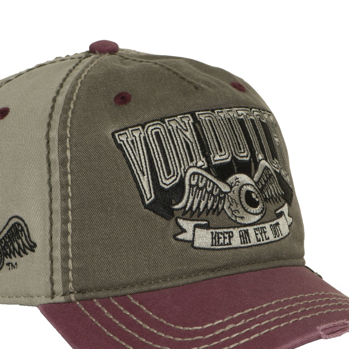 Casquette baseball RETRO gris foncé/gris clair/bordeaux/noir, VON DUTCH