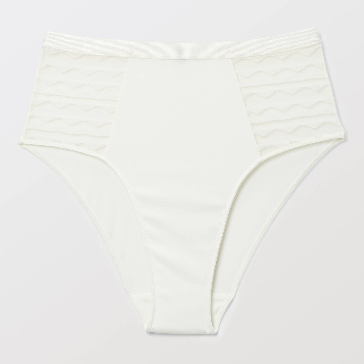 Culotte taille haute FATOU en microfibre et dentelle ivoire, MONOPRIX
