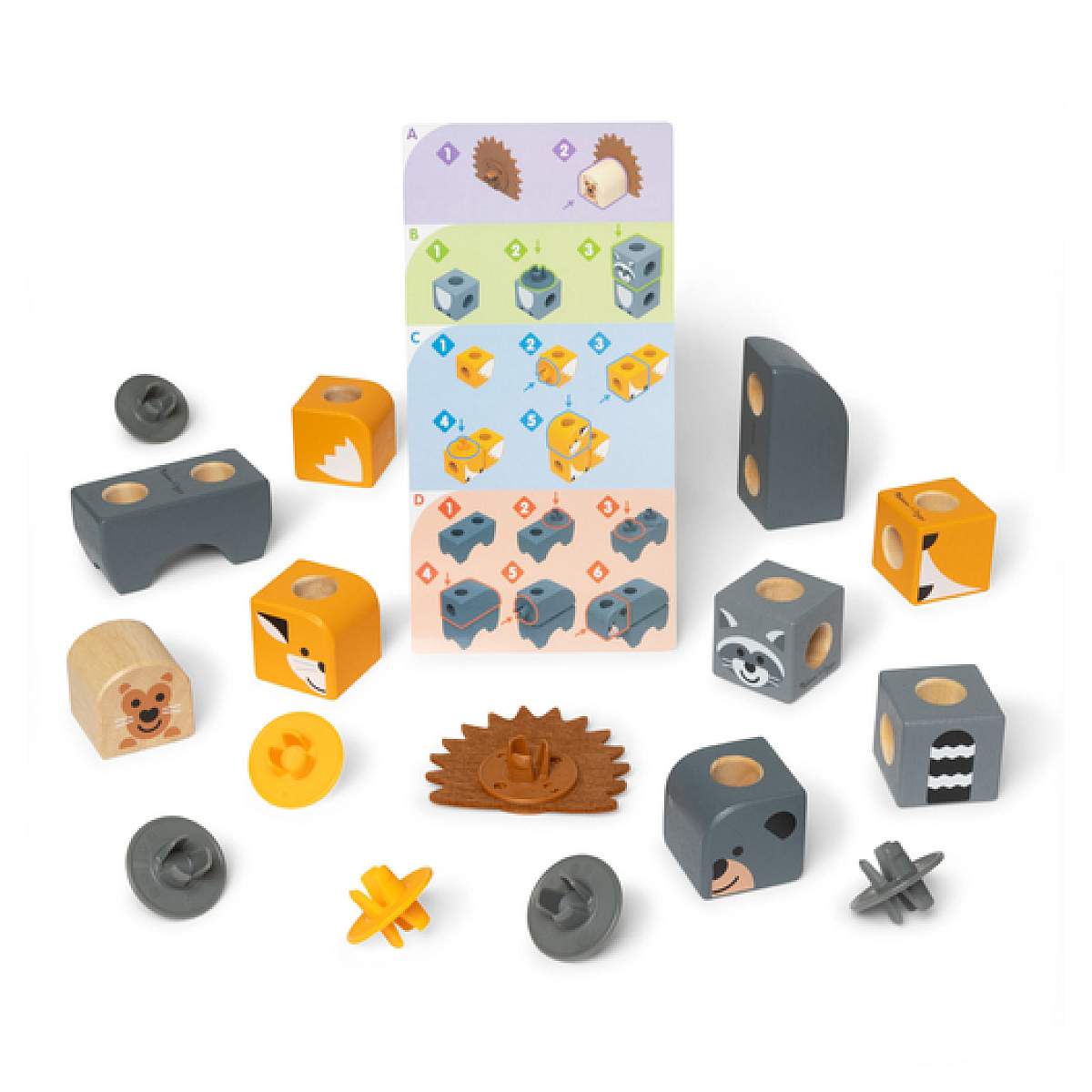 Les animaux de la foret - 16 pieces - blockables couleur unique, SPINMASTER