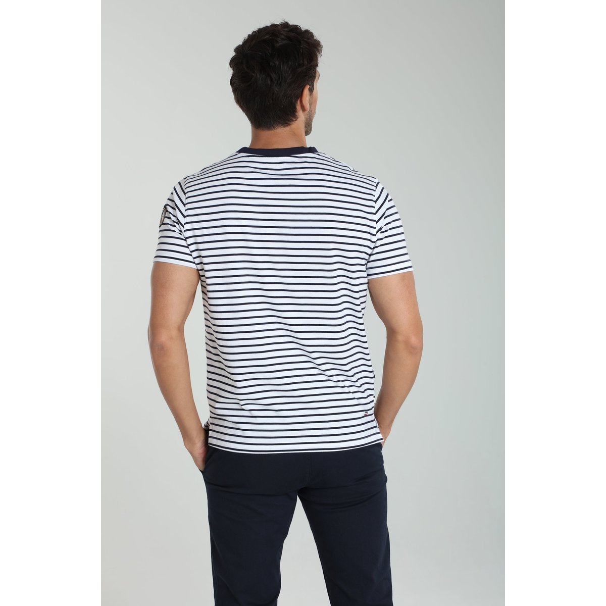 T-shirt manches courtes coton STRIPES blanc, GENTLEMAN FARMER