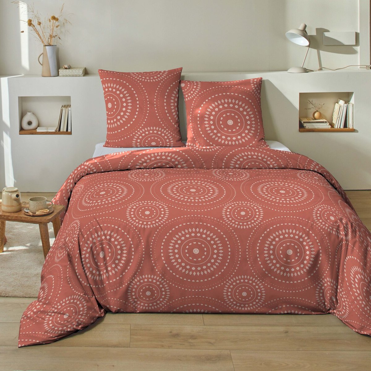 Parure housse de couette 100 %coton, Zalya orange, C DESIGN HOME TEXTILE