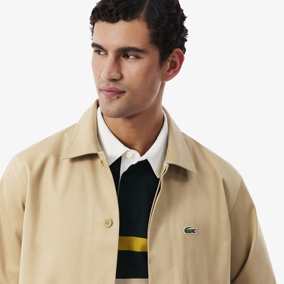 Sovracamicia in twill di cotone beige, LACOSTE